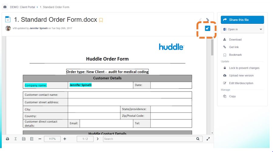 How to Lock A Document Huddle Help