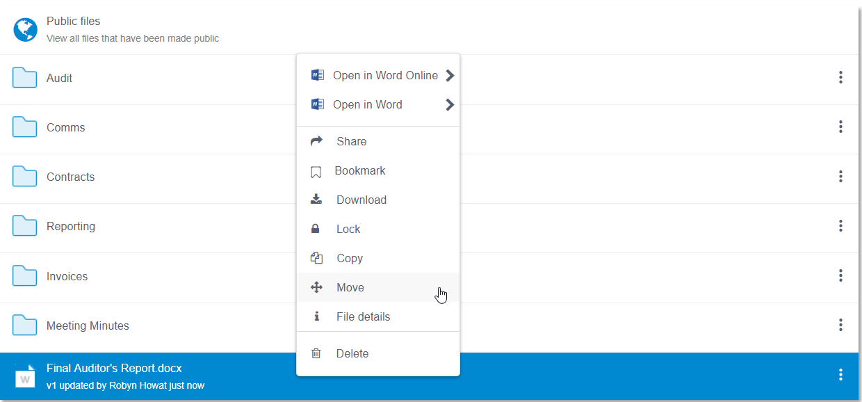 How do I move a files and folders? Huddle Help